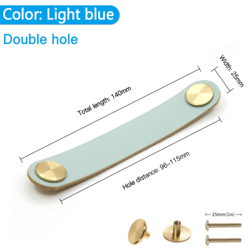 Cabinet handle leather blue kitchen pulls