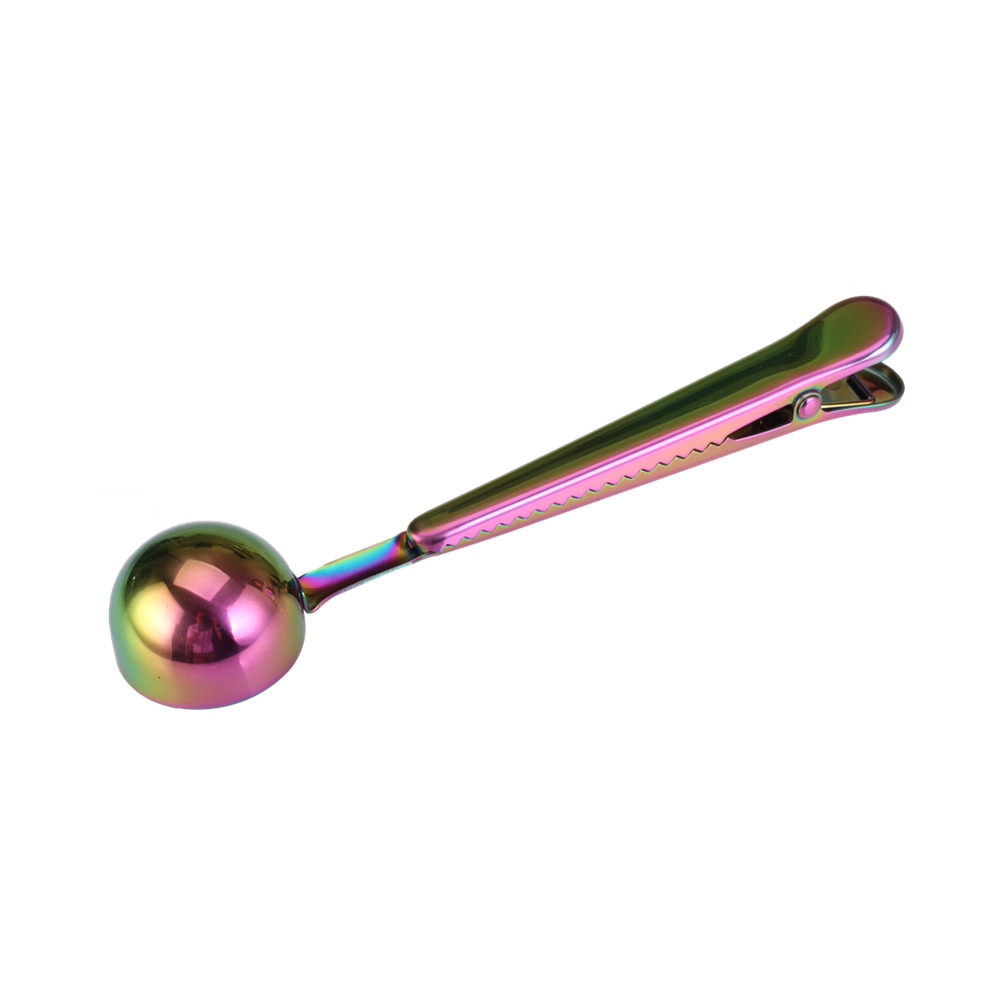 Rainbow Stainless Steel Coffee Scoop With Bag Clip