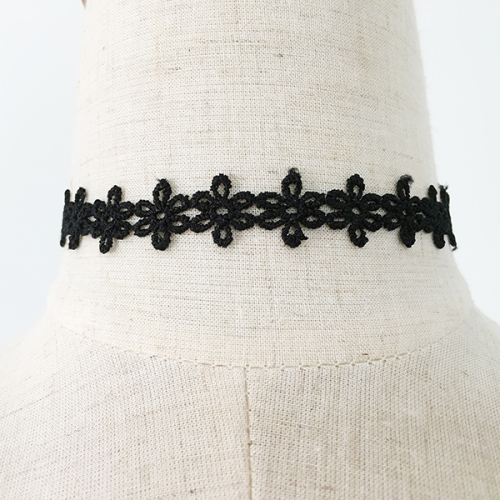 Black Hollow Flower Lace Choker Collar Necklace Jewelry