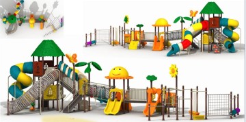 School Outdoor Plastic Slides Playgrounds