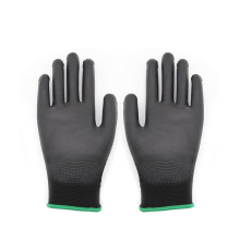 CE EN388 4131X Black Polyester Gloves with Polyurethane Palm Coating: Safety Work Gloves with PU Coating