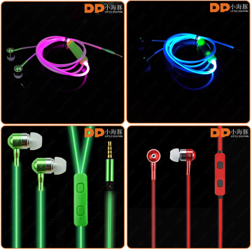 new model LED flashing earbuds color change earbuds glow earbuds from China supplier