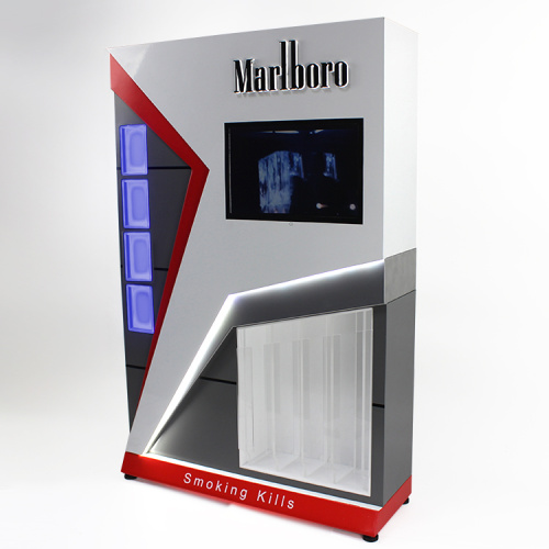 Gabinete de exhibición de acrílico del soporte del cigarrillo con base de metal