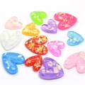 Beautiful Glitter Heart Shaped Resin Cabochon 100pcs Flatback Beads Slime DIY Craft Decoration Beads Charms