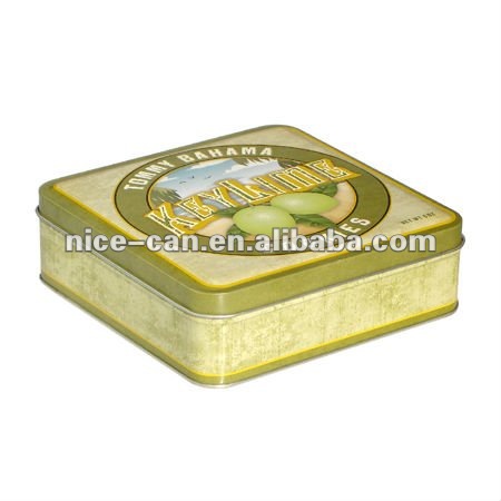 High Quality Green Christmas Square Cookie Tin Box