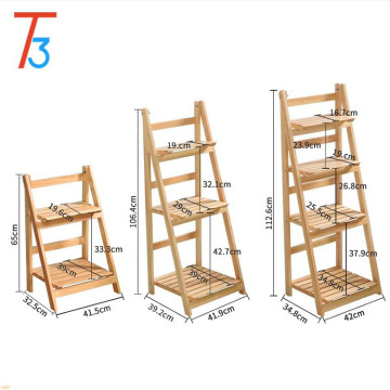 Customization Size Flower Rack Wooden Shelf Plant Rack