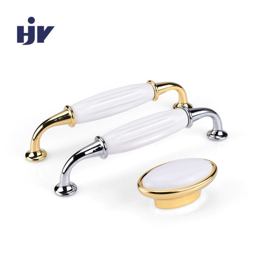 Creamic handle 5" Centers Pull in gold