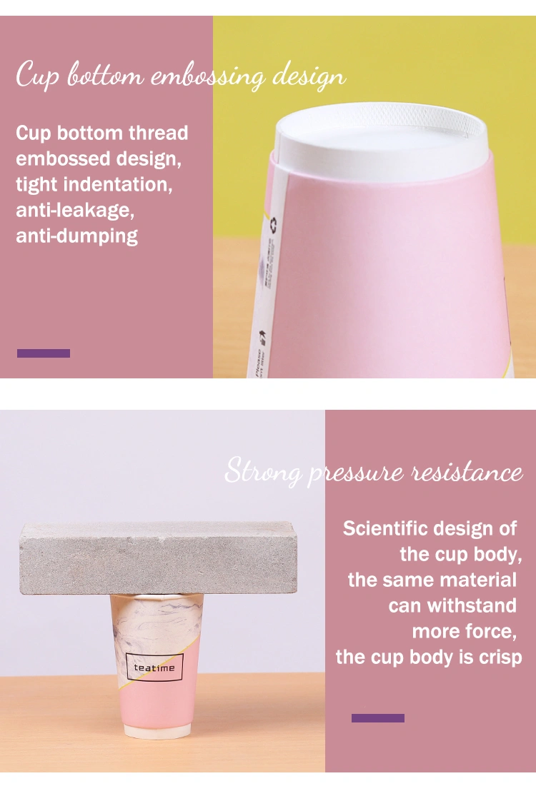 Coffee Cup Disposable with Cover Anti-Scalding Hot Drink Milk Tea Paper Cup Custom Commercial