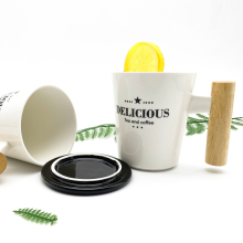 coffee mug ceramic custom logo cup coffee ceramic mug porcelain coffee mug with wooden handle