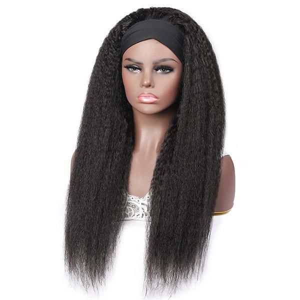 Spark Yaki Straight Headband human hair Wig Glueless Kinky straight  Wigs Natural Black Headband Straight Wigs for Black Women