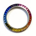 Stainless steel watch bezel in Rainbow baguettes