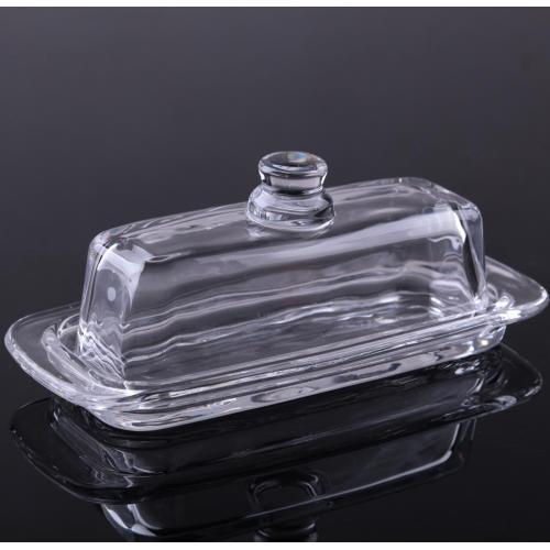 Clear Crystal glass  Butter Dish With Lid