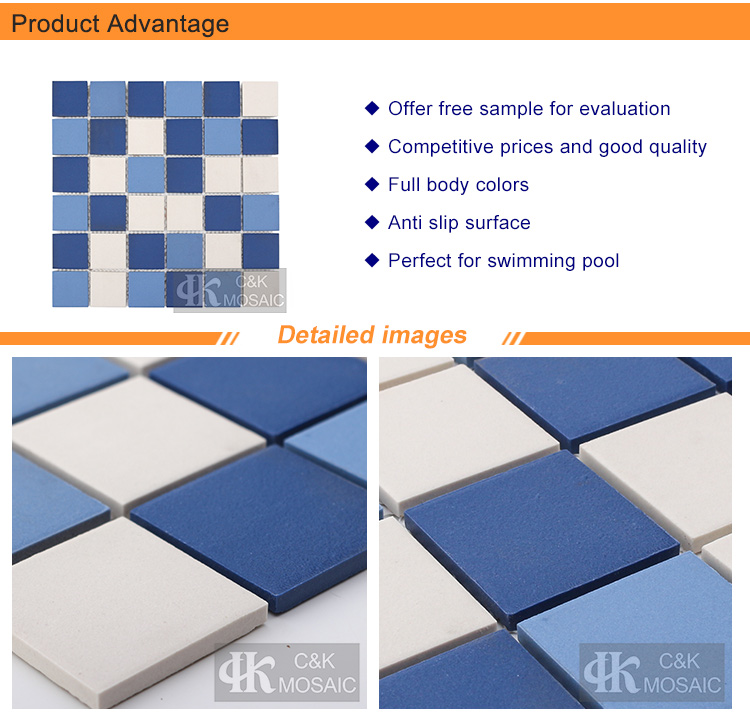 Blue and white ceramic mosaic tiles