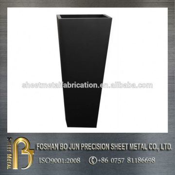 Customized black rectangular flowerpot, metal flower planter fabrication, steel flowerpot