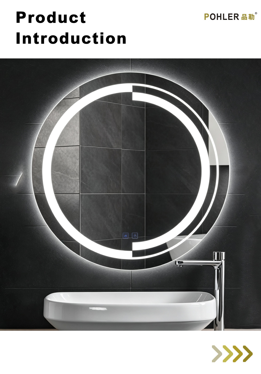 D035 Круглое светодиодное зеркало со смещенным кольцом X D035 Offset Ring Round LED Mirror X