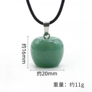 3D Aventurine Apple Pendant Necklace for Women Girls