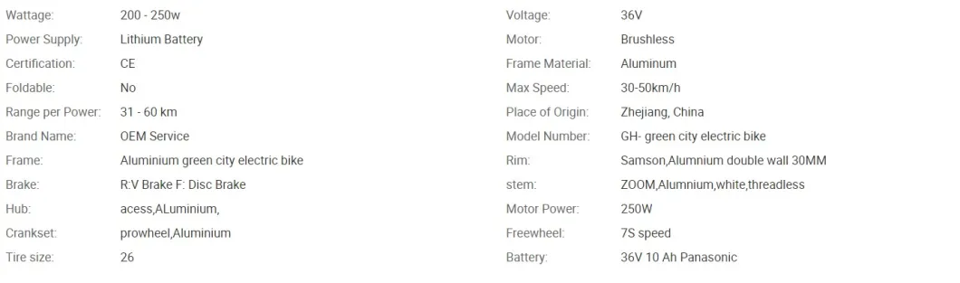 Green 250W Electric Bike