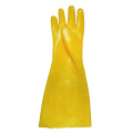 Yellow PVC coated gloves 45cm cotton linning