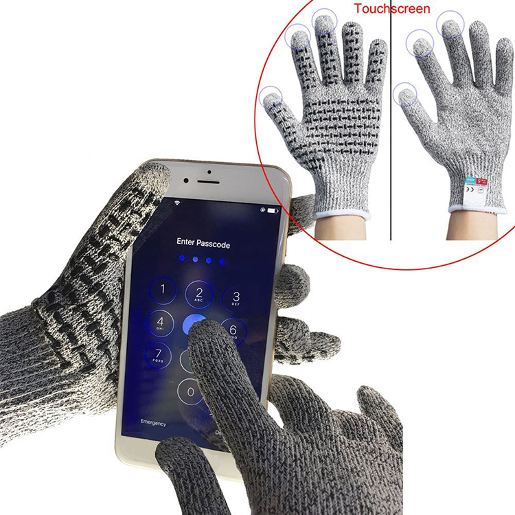 Durable Level 5 Cut Resistant Gloves Kitchen Safety HPPE Knitted Liner Hand Grip Gloves Anti Cut Protection Sleeves Gloves work