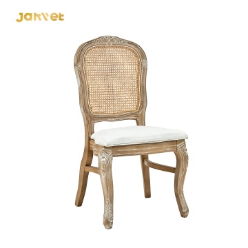 Rustic Natural French Banquet Wood Chair Louis XV