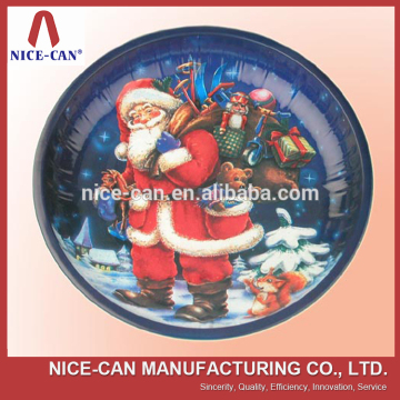 Customized decorative festival round anti slip tin tray for christmas