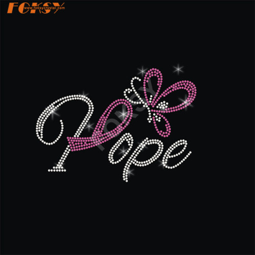Butterfly Hope Pink Ribbon Heat Rhinestone Transfer