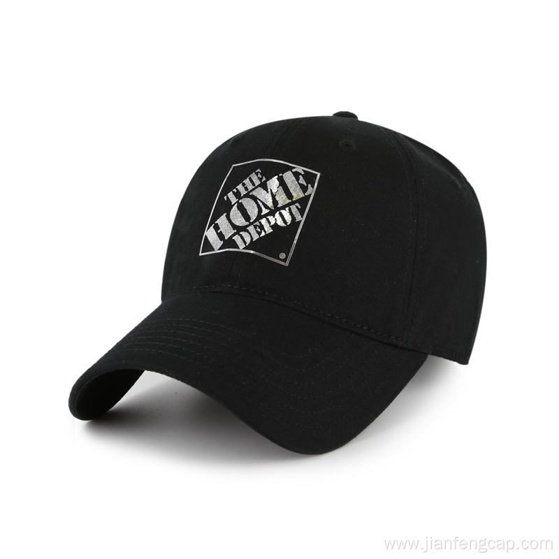 cotton twill dad hat With silver foil printing