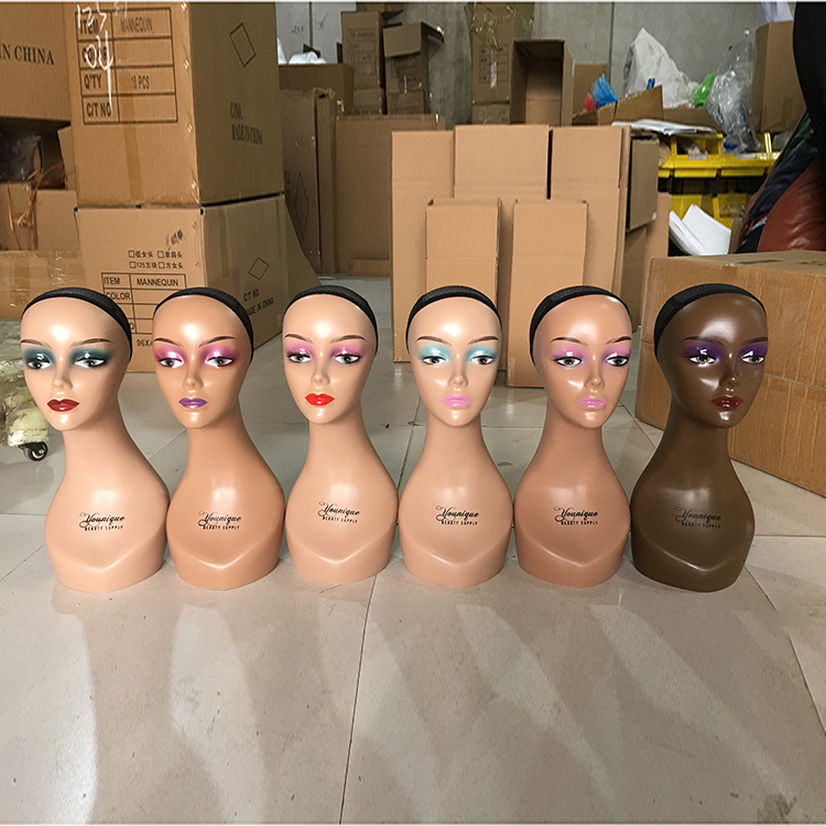 Pvc Half Body Fashion Mannequin Head Display With Shoulders For Makeup Jewelry Wigs Display Wholesale