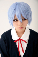 Anime Evangelion light blue Short Cosplay Wig CW183