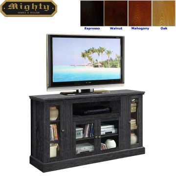 54 inch Charcoal Grey 4 Glass Doors Rustic TV Console Tables