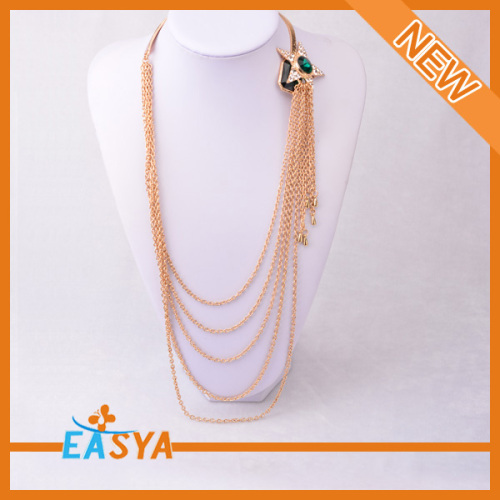 Charm Long Chain Necklace New Design Long Chain Necklace With Emerald Emerald Long Chain Necklace
