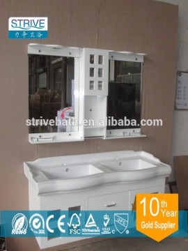 Double bathroom cabinet ,Modern PVC Double Sink Bathroom Cabinet