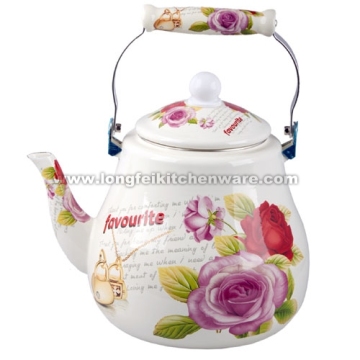5L Enamel Tea Pot With Porcelain Handle