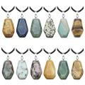 GreenJoan Healing Crystal Coffin Gemstone Pendant Necklaces