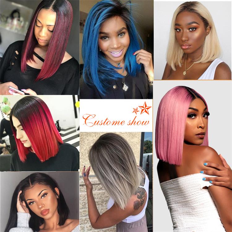 Wholesale Ombre Peruvian Human Lace Wig Short Bob Wigs Colored Lace Front Human Hair Wigs With Baby Hair