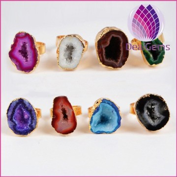 Hot sale crystal tooth ring druzy alloy ring