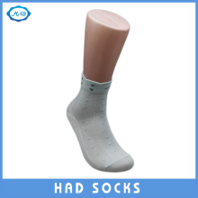 Lady Mercerized Cotton Quarter Custom Sock with Flower Cuff