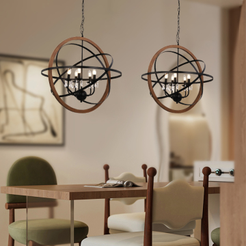 Vintage E26 Black Globe Pendant Light