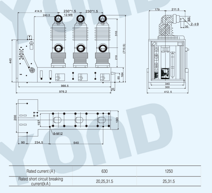 Lateral Type Indoor High Voltage Vacuum Circuit Breaker