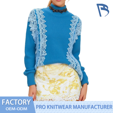 Blue Lace Knitted Suit for Elegant Occasions