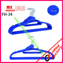 blue flocked coat hangers