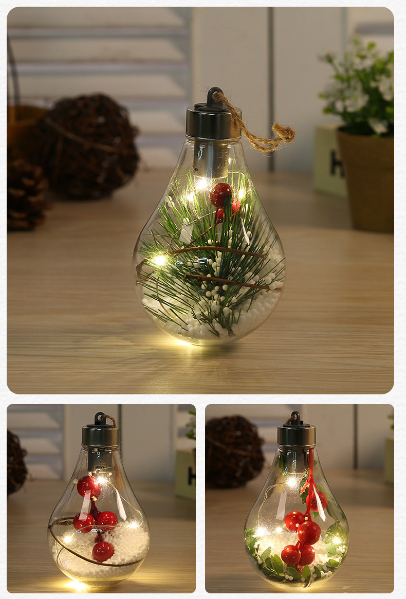 LED Transparent Christmas Ball Christmas Decorations Christmas Tree Decoration Pendant Plastic Bulb Ball