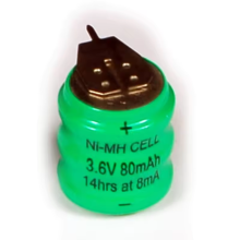 New Arrival 3.6V 80mAh Ni-MH Button Cell Battery