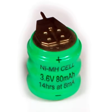 New Arrival 3.6V 80mAh Ni-MH Button Cell Battery