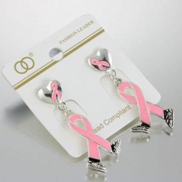 Pink Ribbon Enamel Post Earring