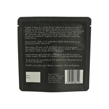 Papel compostável superalimento em pó embalagem preta saco de impressão preta