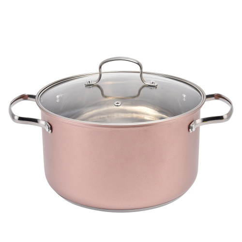 9 inch cooking pot casserole with pink coating