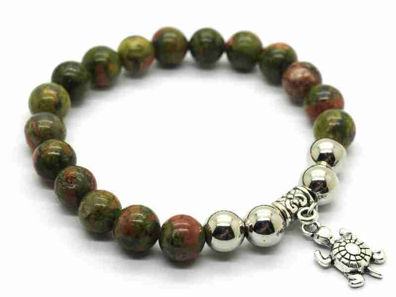 Bracelet Unakite naturel pendentifs en alliage bijoux perles