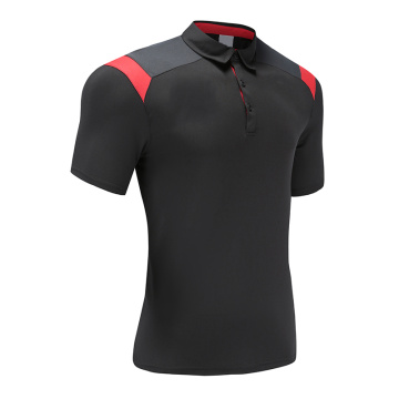 Mens Dry Fit Soccer Wear Polo Camisa Negra