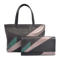 Borsa a mano in pelle patchwork in pelle nera